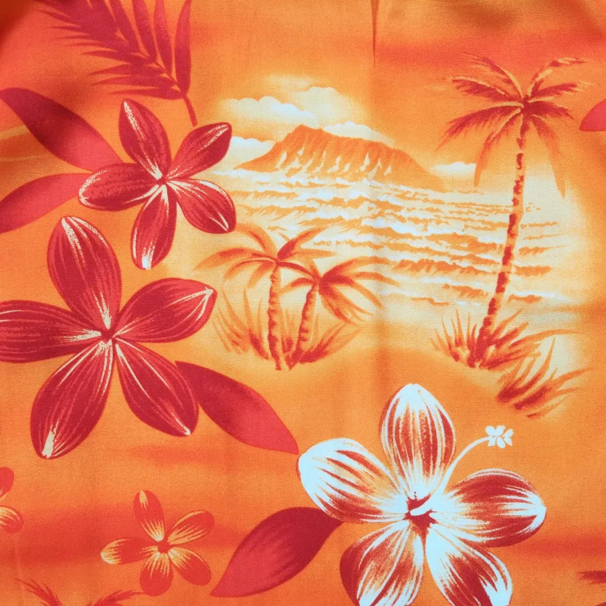 aurora orange hawaiian rayon shirt