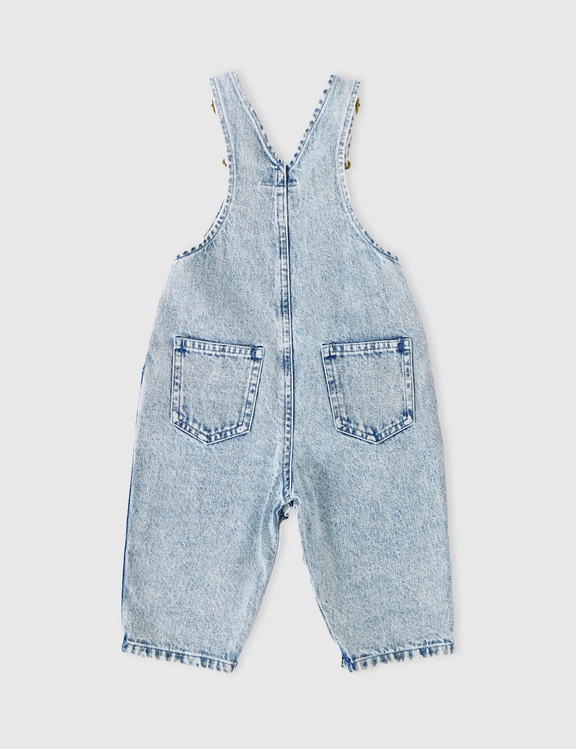 Austin Vintage Washed Denim Overalls Light Denim
