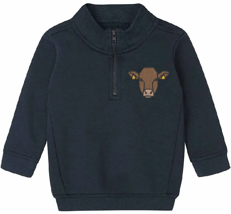 Baby/Toddler 1/4 zip Sweatshirt Embroidered With Animal/Tractor Design
