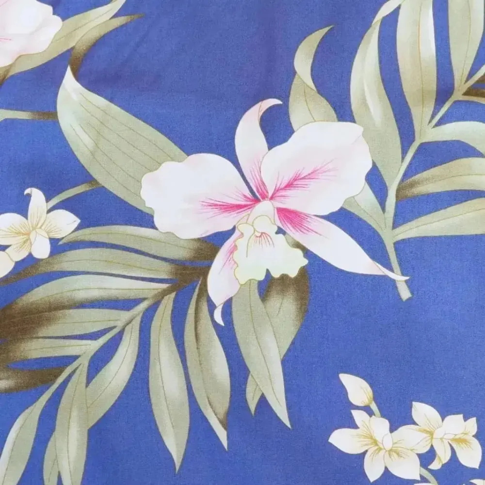 bamboo orchid blue hawaiian lady blouse