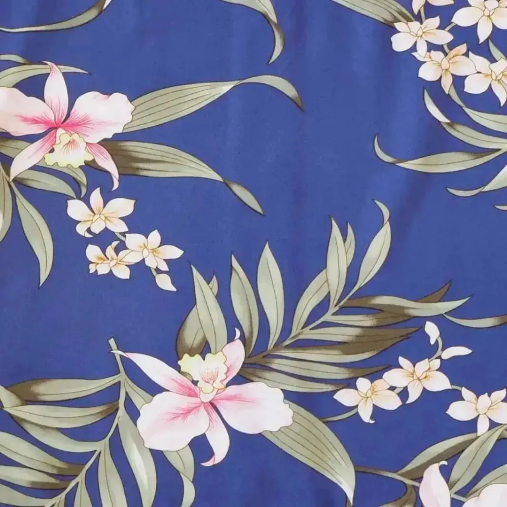 bamboo orchid blue hawaiian lady blouse