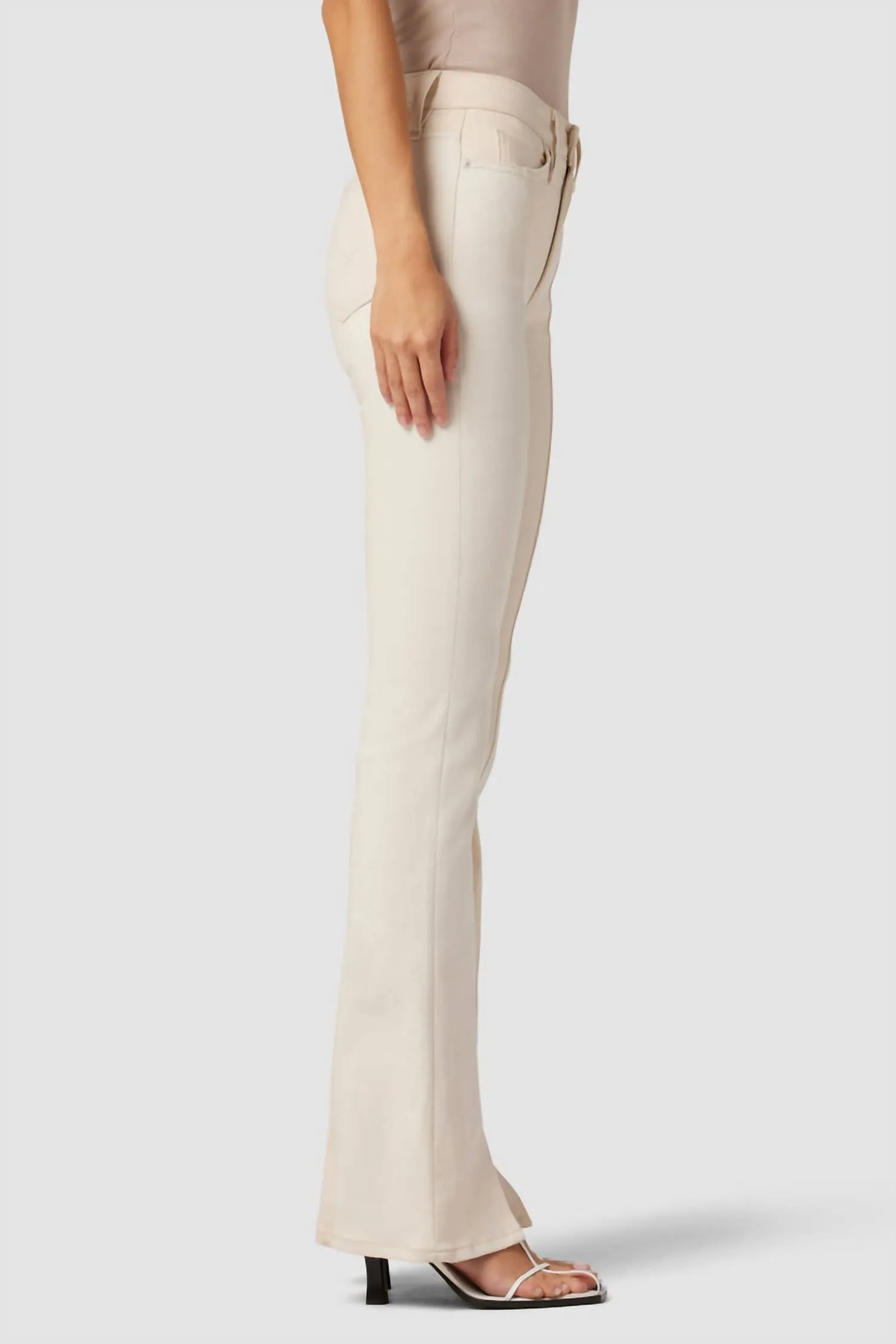 Barbara High-Rise Bootcut Slit Hem Jean In Ecru Colorblock
