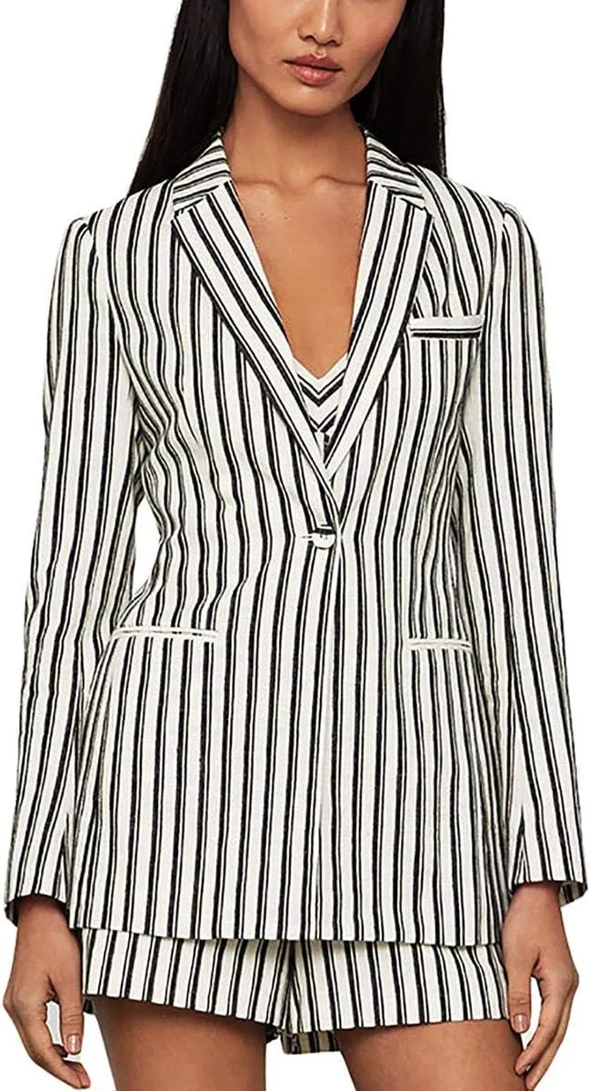 BCBGMAXAZRIA Women's Striped Long Sleeve Blazer