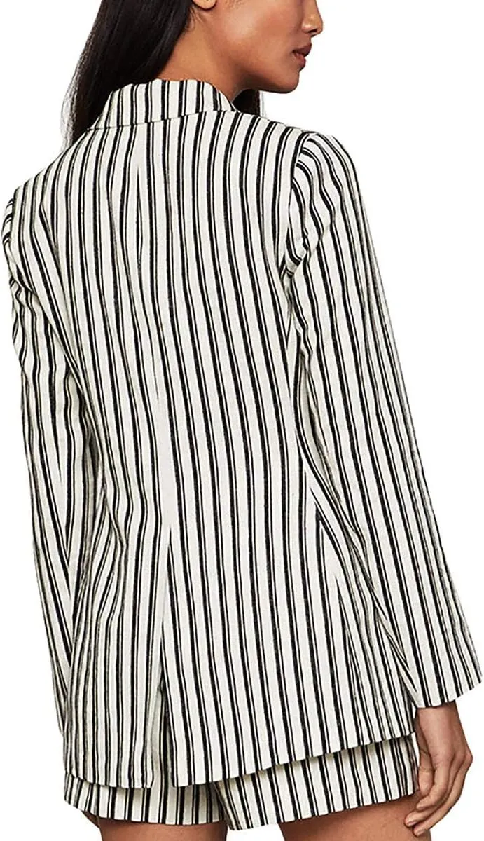 BCBGMAXAZRIA Women's Striped Long Sleeve Blazer