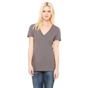 Bella   Canvas Women's Asphalt Jersey Short-Sleeve Deep V-Neck T-Shirt
