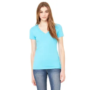 Bella   Canvas Women's Neon Blue Jersey Short-Sleeve Deep V-Neck T-Shirt