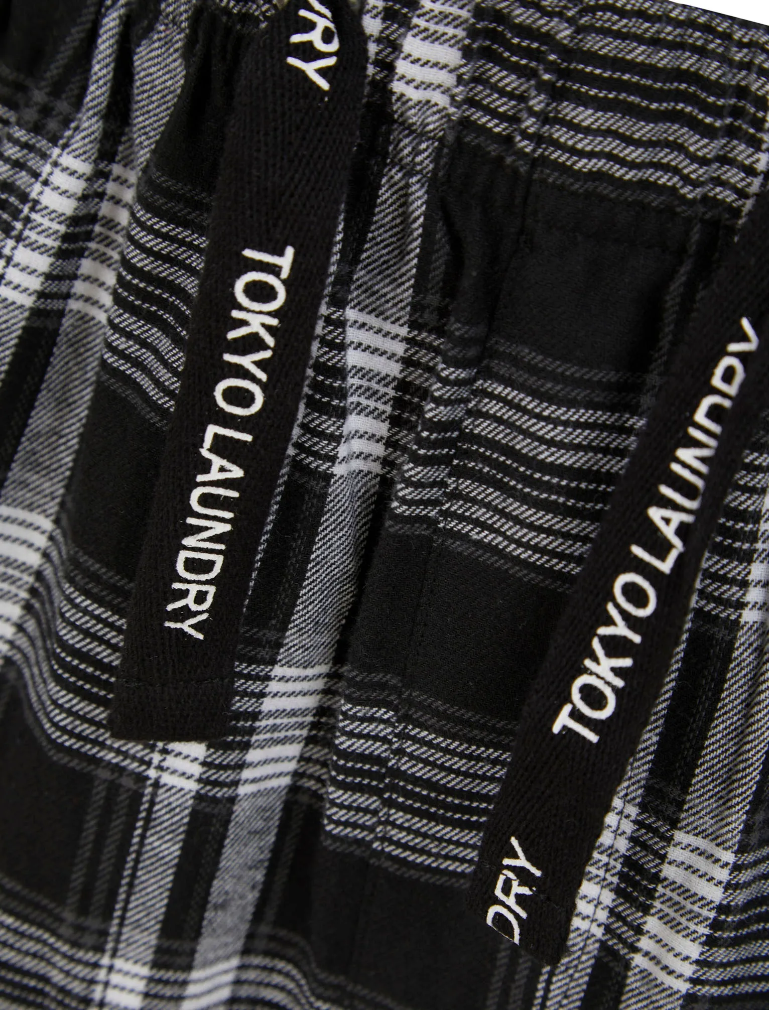 Bennett Brushed Flannel Woven Checked Cotton Lounge Pants in Jet Black  - Tokyo Laundry