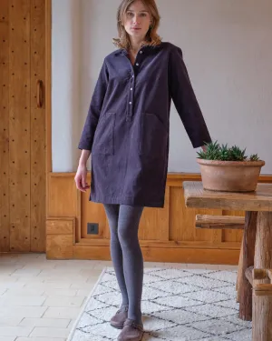 BIBICO Short Tara Shirt Dress in Thick Cord Dove Grey