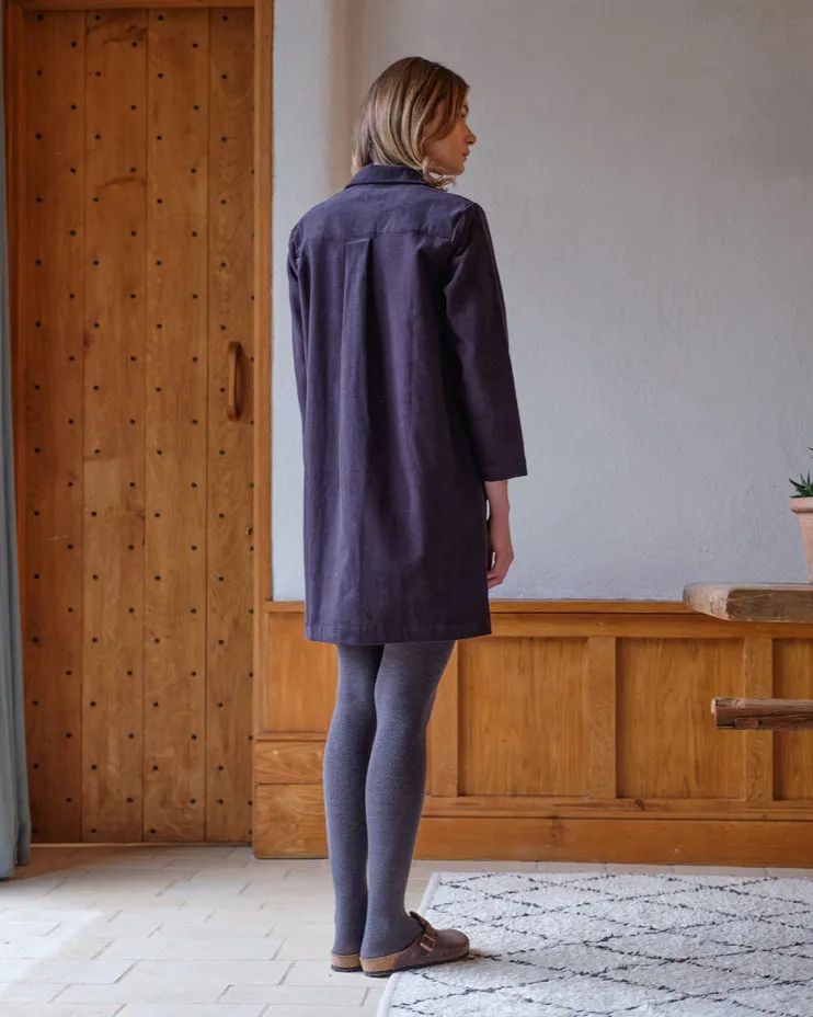 BIBICO Short Tara Shirt Dress in Thick Cord Dove Grey