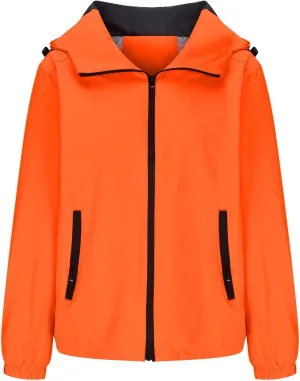Bidobibo Waterproof Rain Jacket Women Lightweight Windbreaker with Hood Womens Long Sleeve Hooded Casual Outwear Jackets