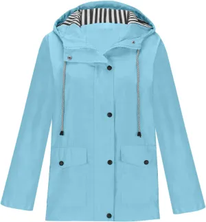 Bidobibo Women's Raincoats Waterproof Hooded Outdoor Sport Rain Jacket Trench Coat Windbreaker Windbreaker Jackets for Women