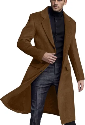 BIFUTON Mens Trench Coat,Mens Trench Coat Wool Blend Pea Coat Winter Long Double Breasted Oversized Stylish Business Overcoat