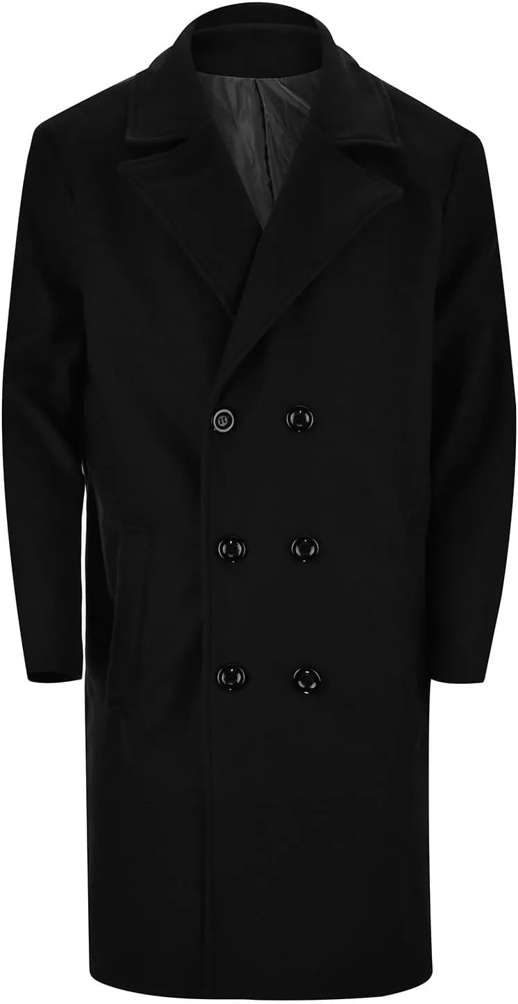 BIFUTON Mens Trench Coat,Mens Trench Coat Wool Blend Pea Coat Winter Long Double Breasted Oversized Stylish Business Overcoat