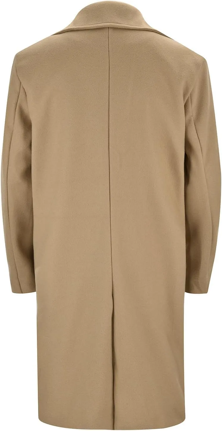 BIFUTON Mens Trench Coat,Mens Trench Coat Wool Blend Pea Coat Winter Long Double Breasted Oversized Stylish Business Overcoat