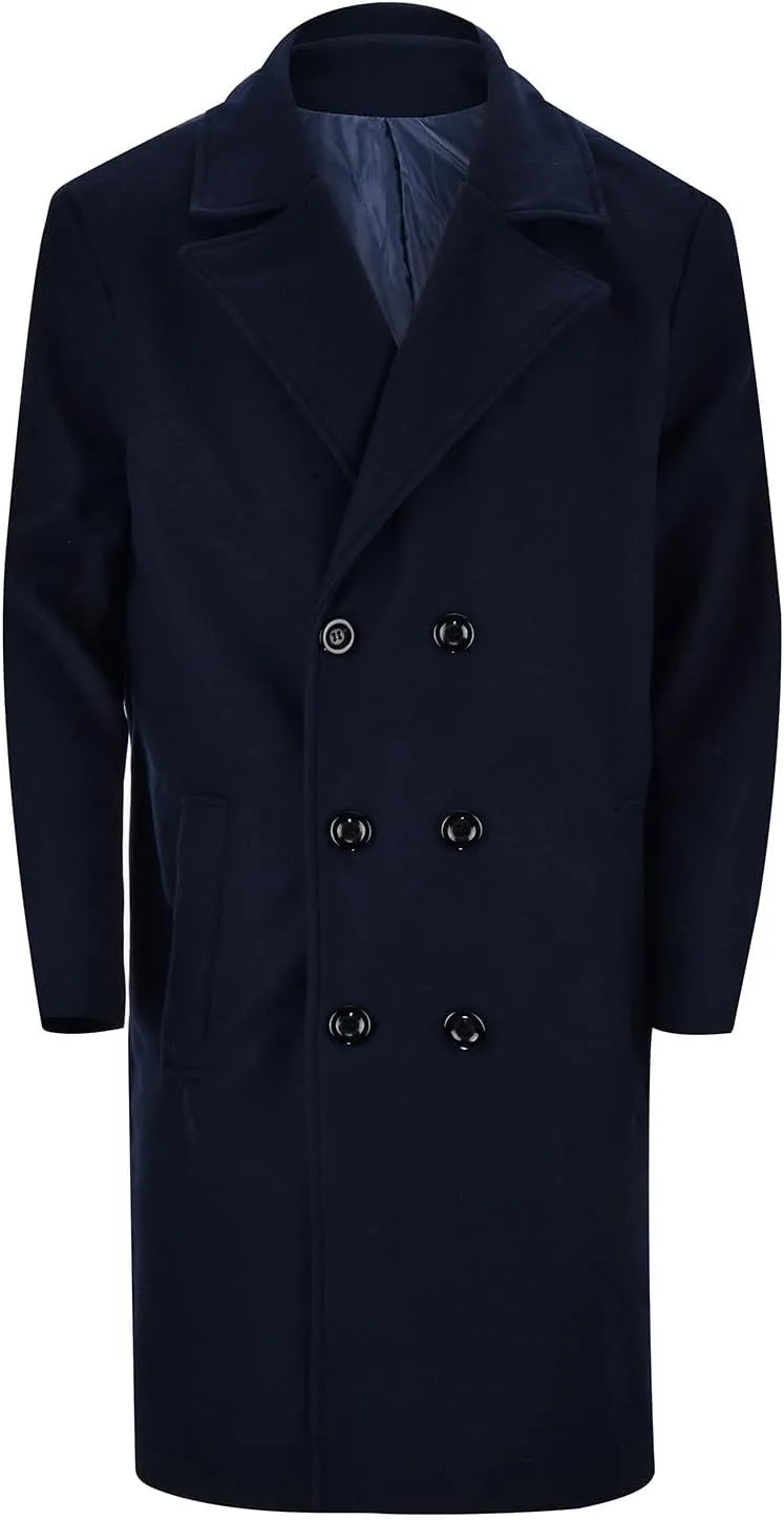 BIFUTON Mens Trench Coat,Mens Trench Coat Wool Blend Pea Coat Winter Long Double Breasted Oversized Stylish Business Overcoat