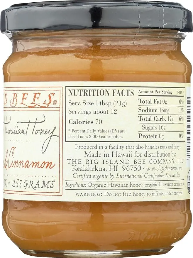 Big Island Bee Organic Ohia Lehua Cinnamon Hawaiian Honey, 9 oz
