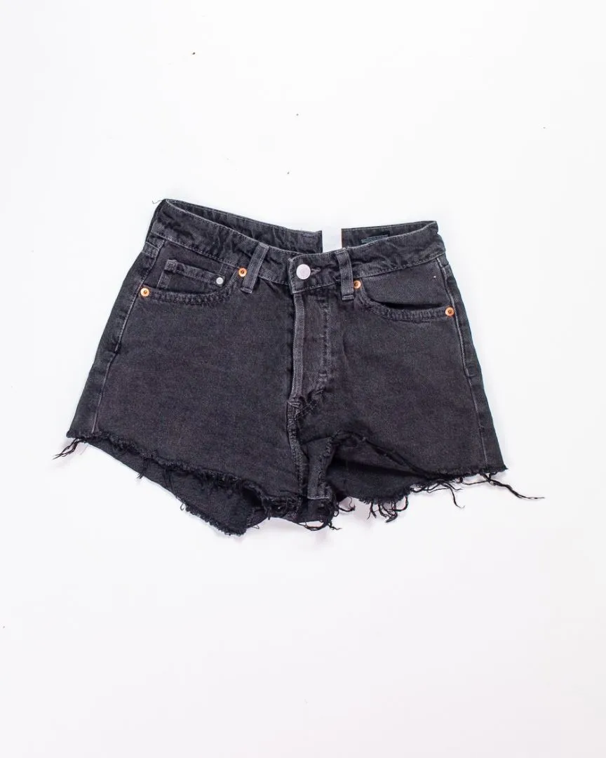 Black & Denim Cutoff Mini Shorts, 2