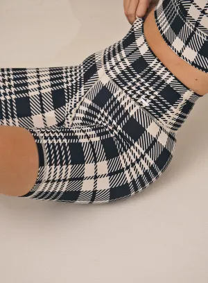 Black Plaid Check Biker Shorts