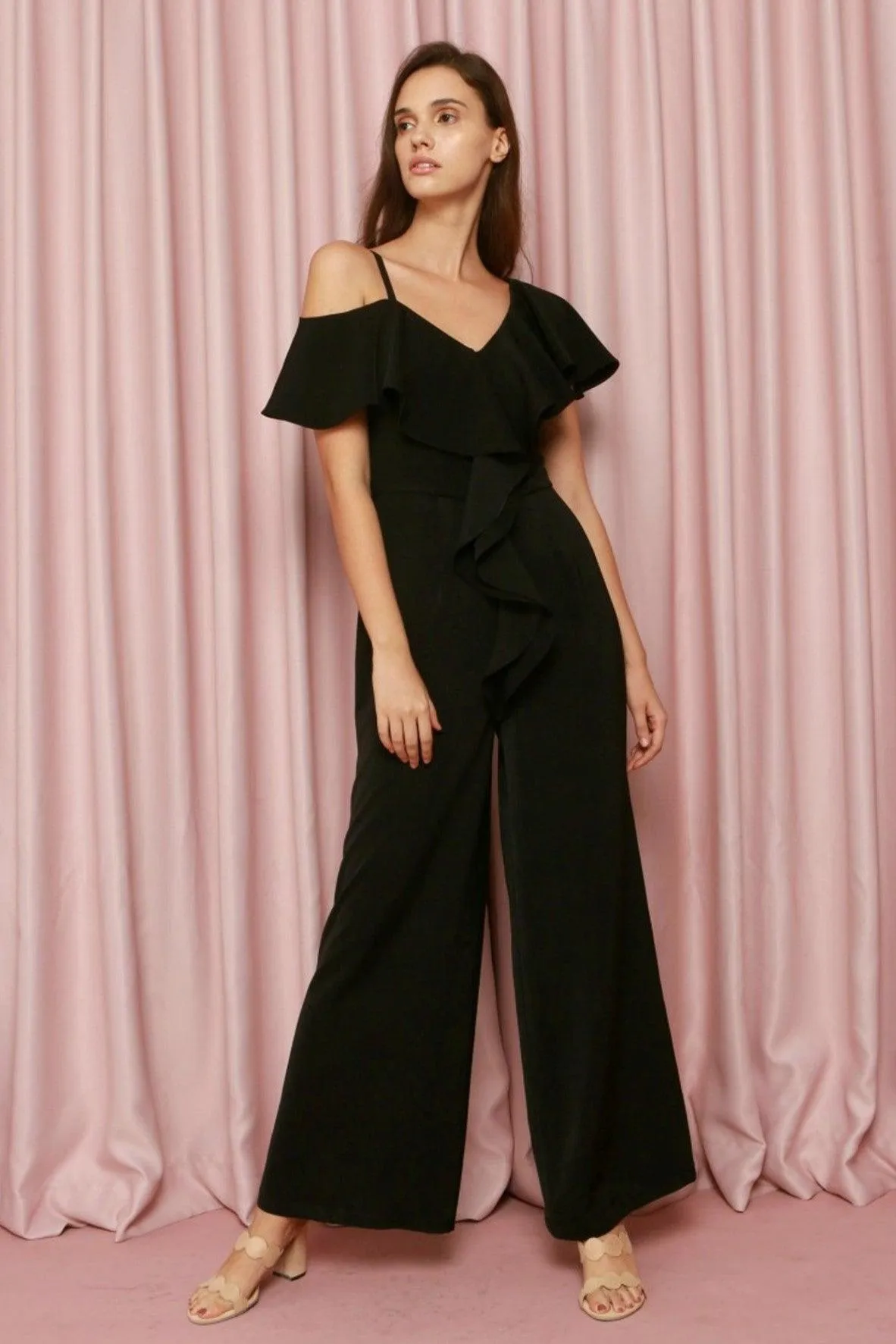 Black Ruffle Jumpsuit