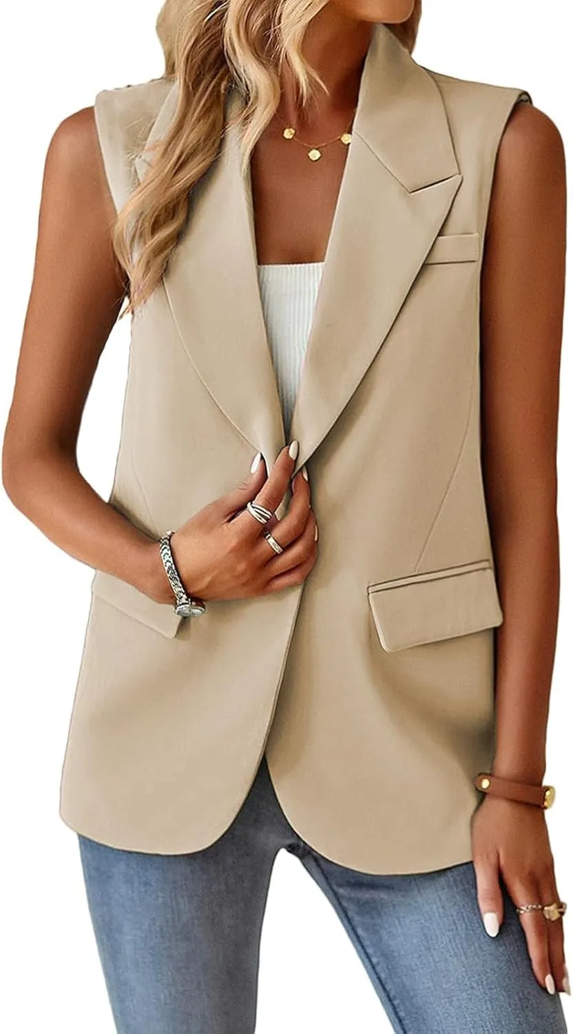Blazers for Women Vest Sleeveless Blazers Lightweight Vests Business Casual Blazer Work Office Outfits Summer Jacket