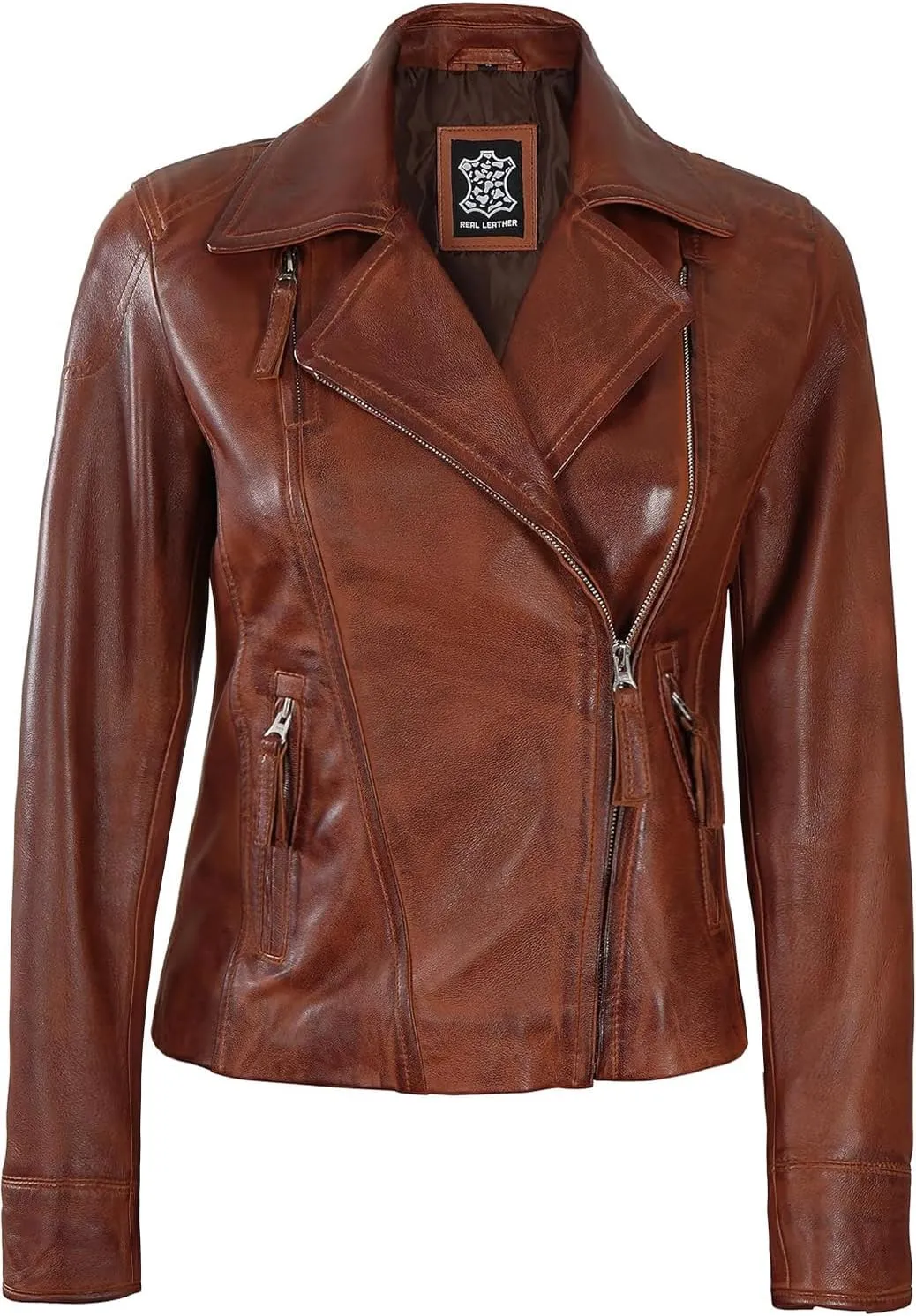 Blingsoul Leather Jacket Women - Real Lambskin Leather Asymmetrical Style Leather Jackets For Womens