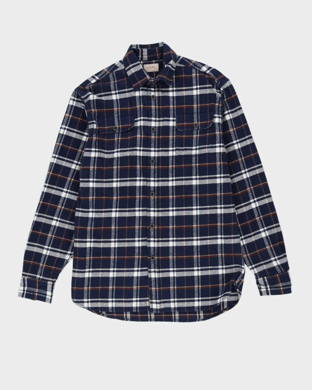 Blue Checked Flannel Shirt - L