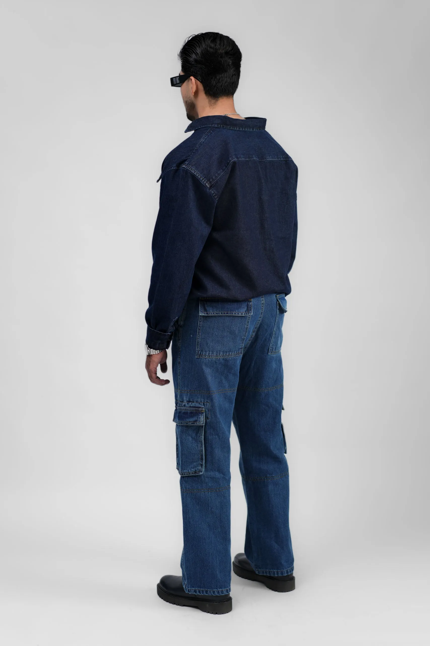 Blue Denim Cargo - Straight Fit