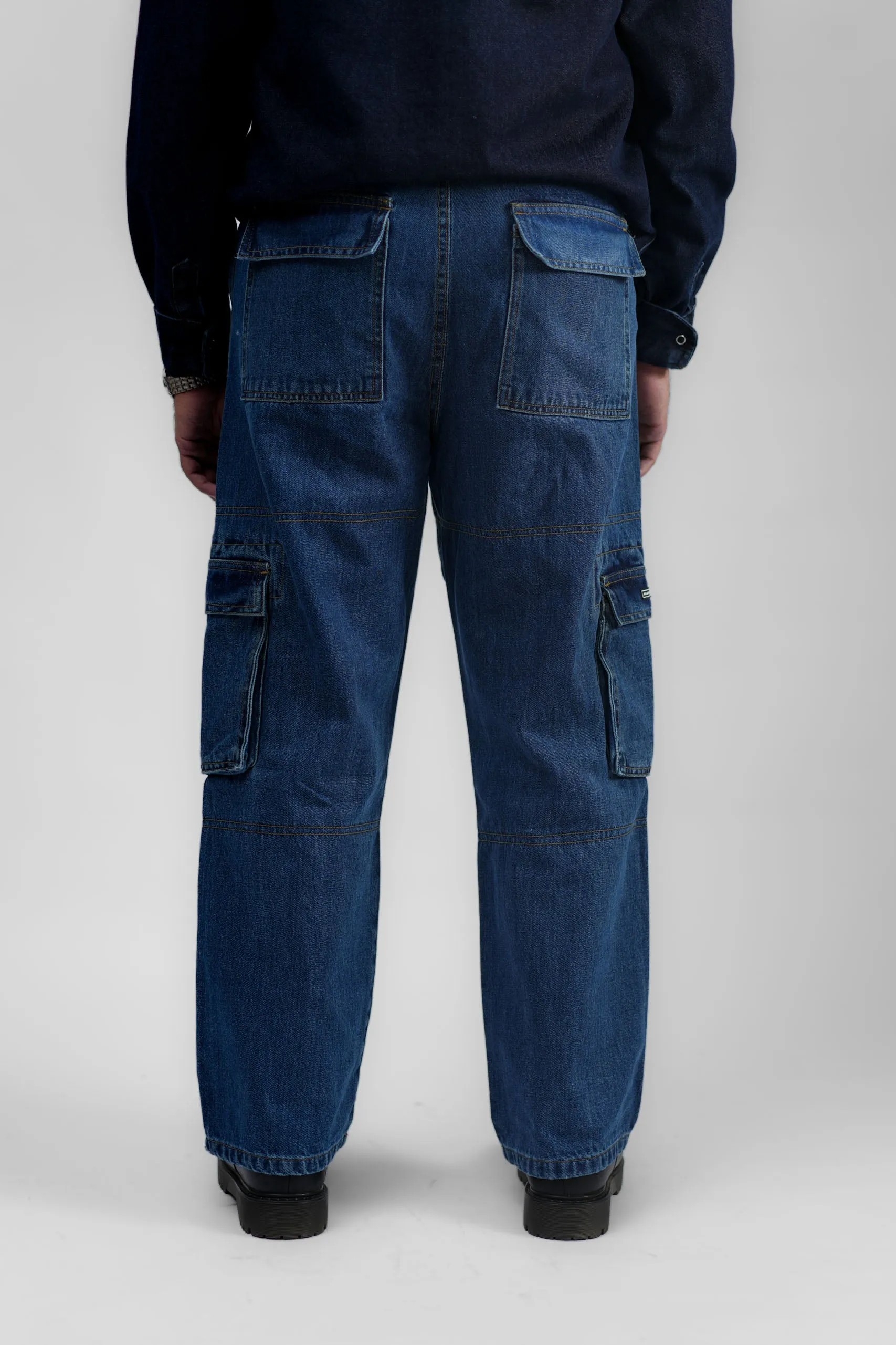 Blue Denim Cargo - Straight Fit