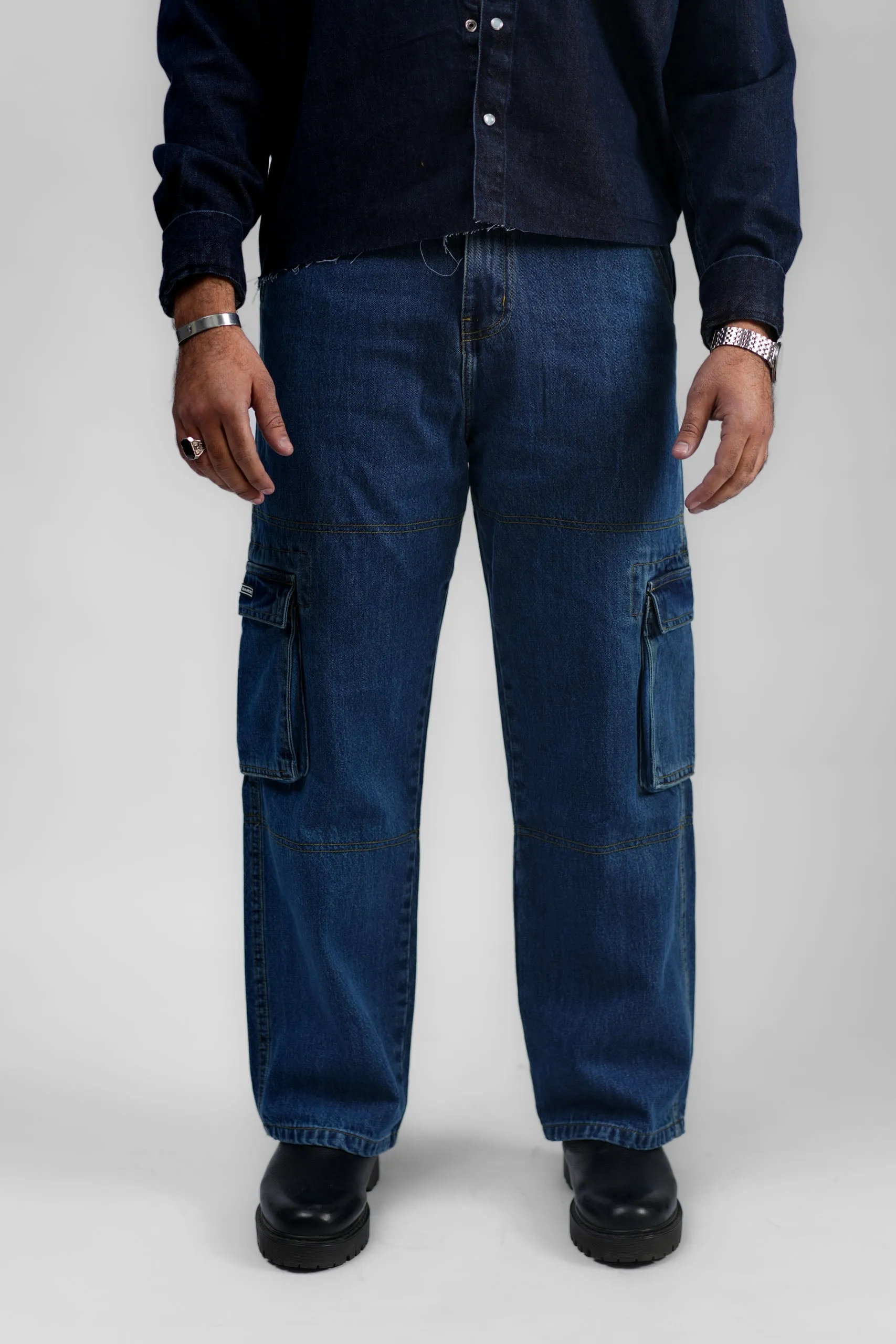 Blue Denim Cargo - Straight Fit