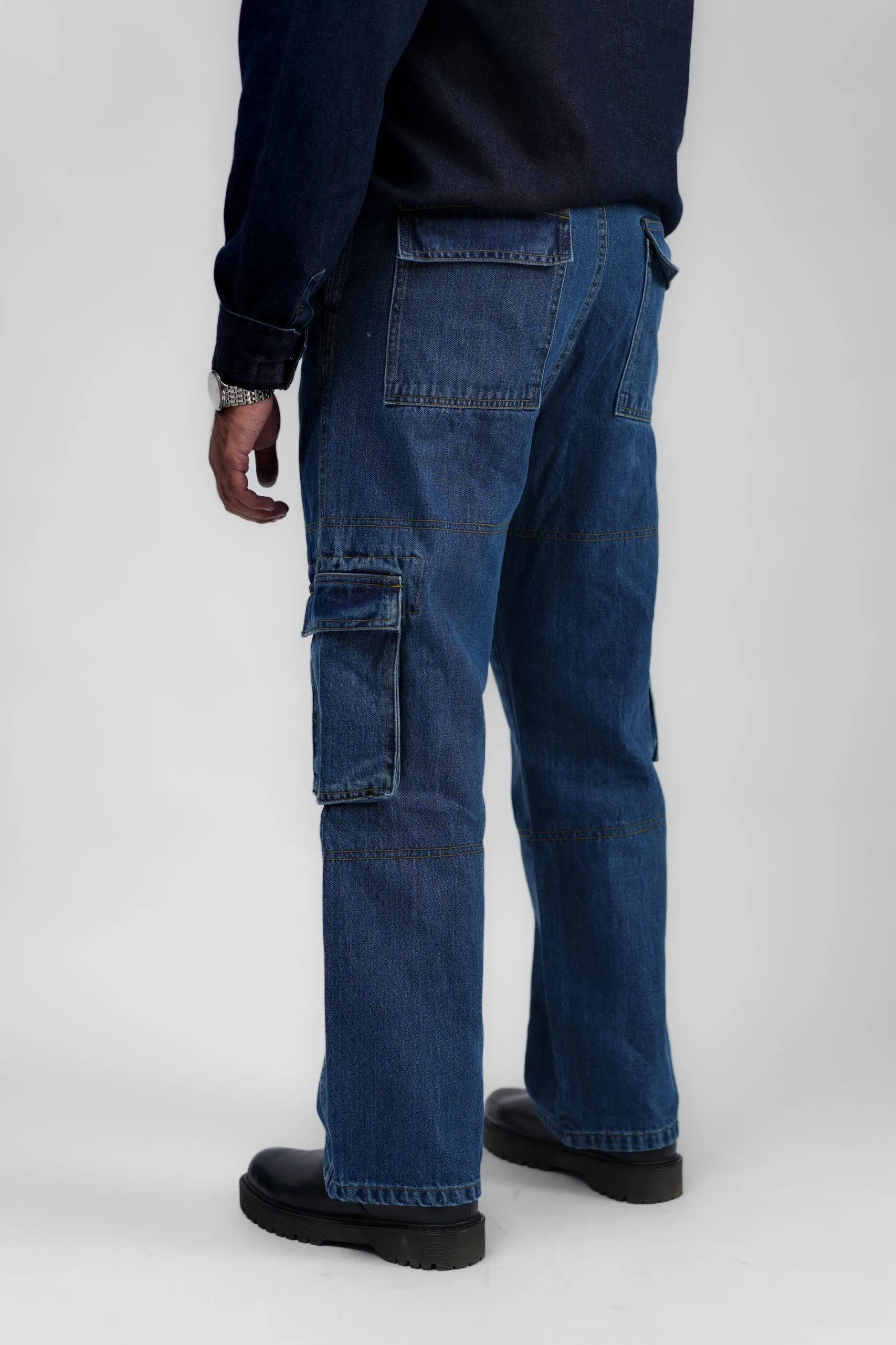 Blue Denim Cargo - Straight Fit