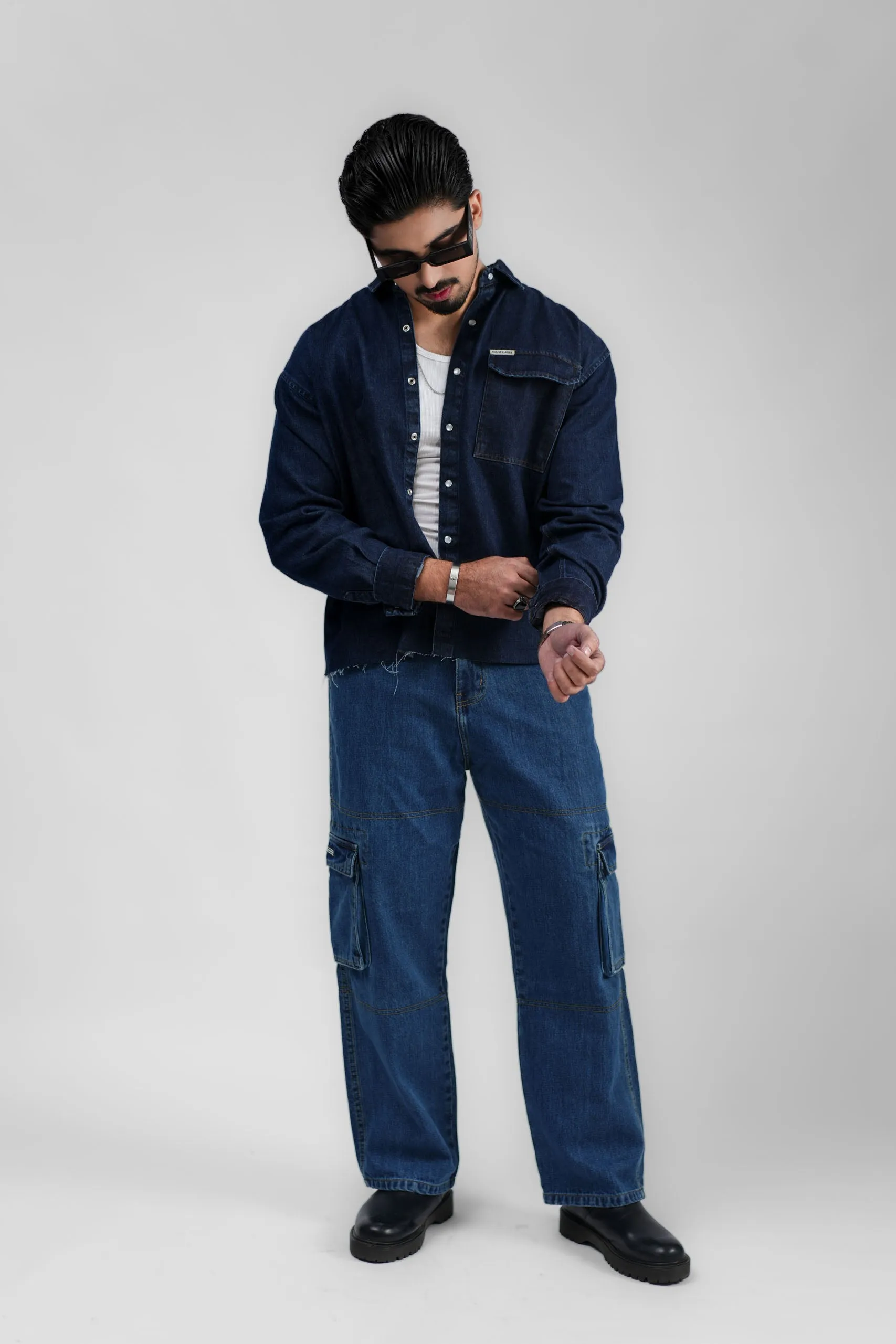 Blue Denim Cargo - Straight Fit