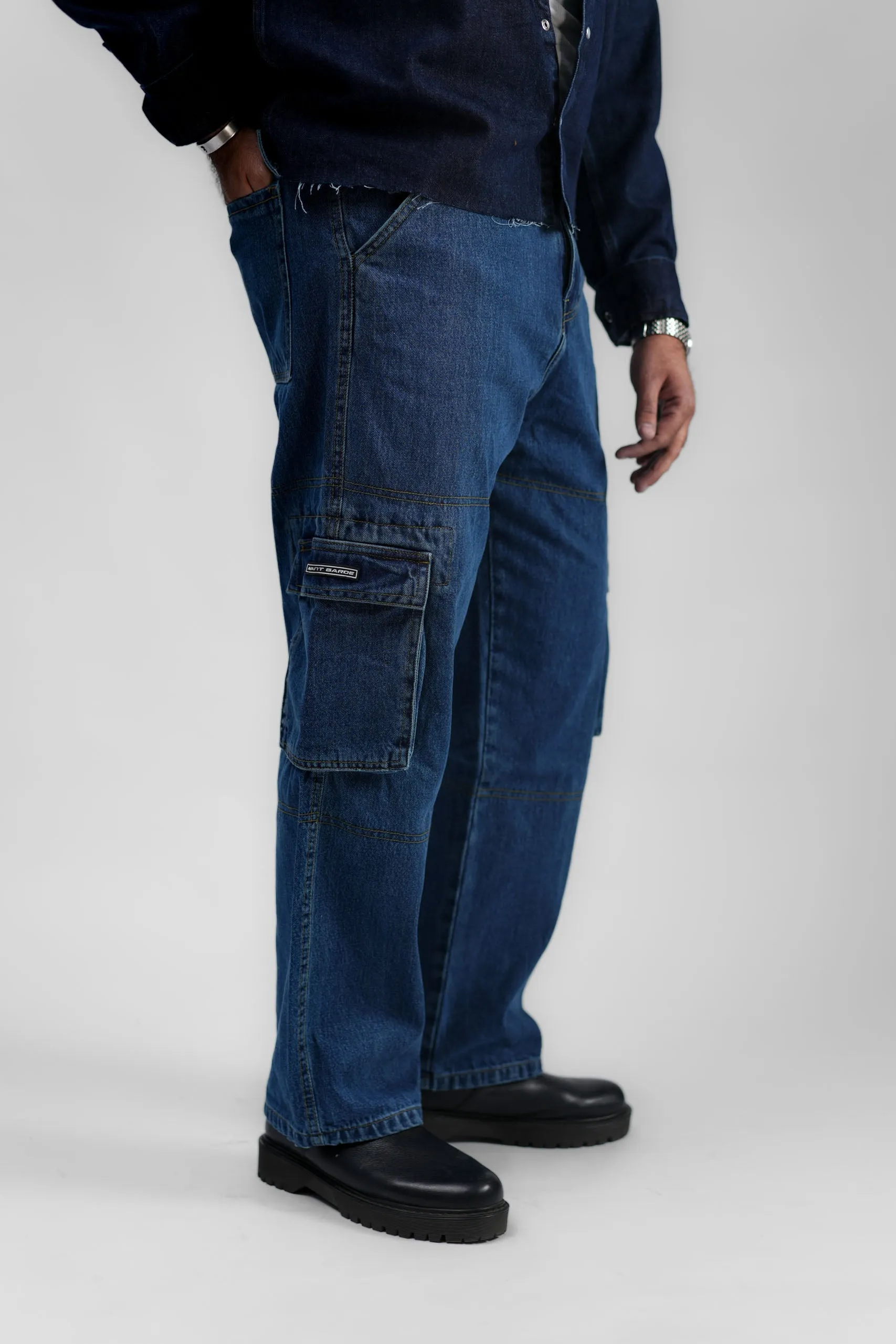 Blue Denim Cargo - Straight Fit