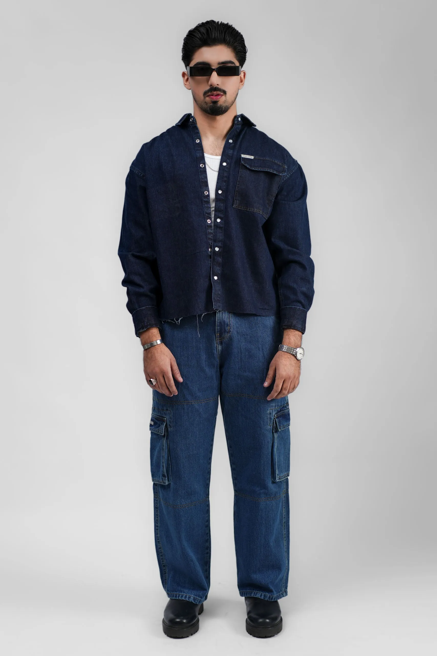 Blue Denim Cargo - Straight Fit