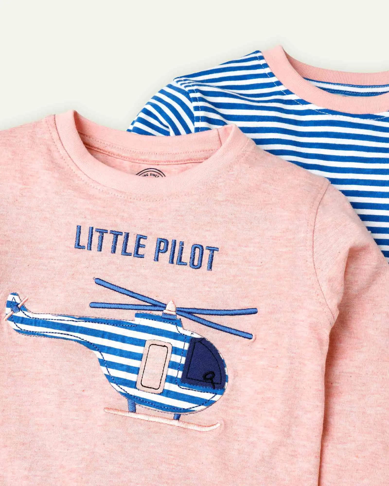 Blue - Peach Pack Of Two T-Shirts