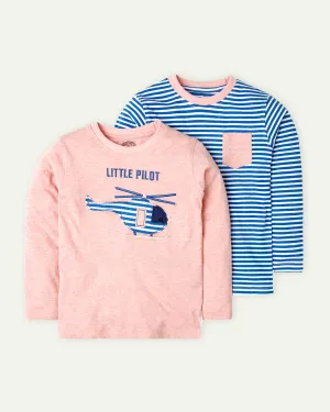 Blue - Peach Pack Of Two T-Shirts