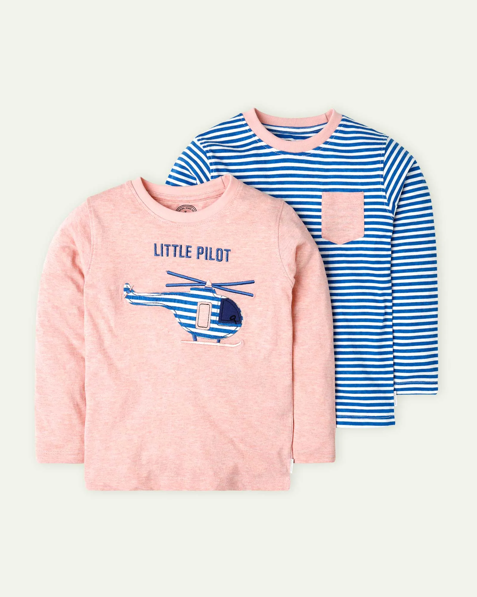 Blue - Peach Pack Of Two T-Shirts