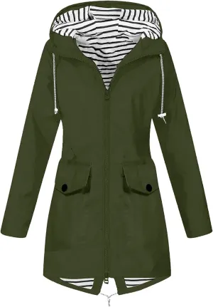 BOXIACEY Packable Rain Jacket Women Lightweight Waterproof Raincoats Active Outdoor Rain Jacket Hooded Windbreaker