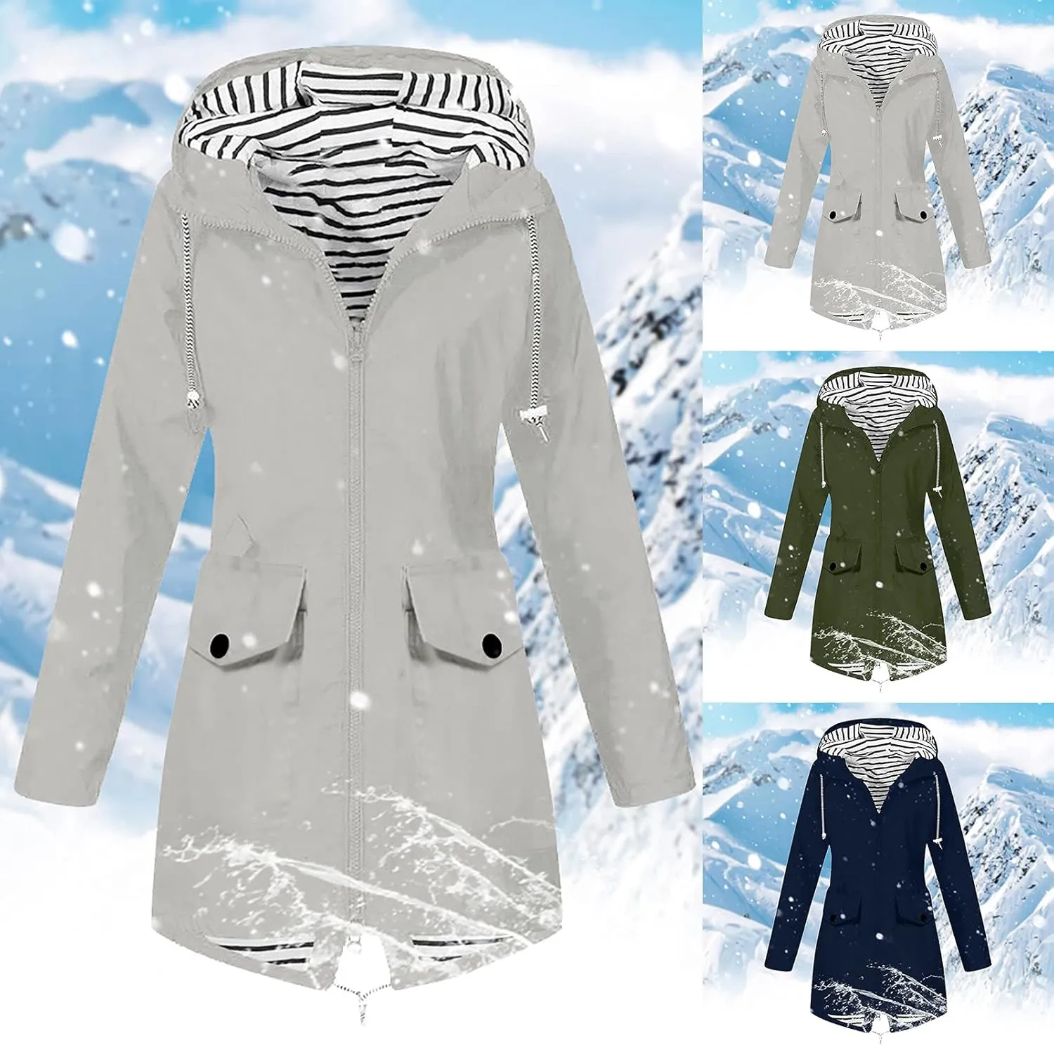 BOXIACEY Packable Rain Jacket Women Lightweight Waterproof Raincoats Active Outdoor Rain Jacket Hooded Windbreaker