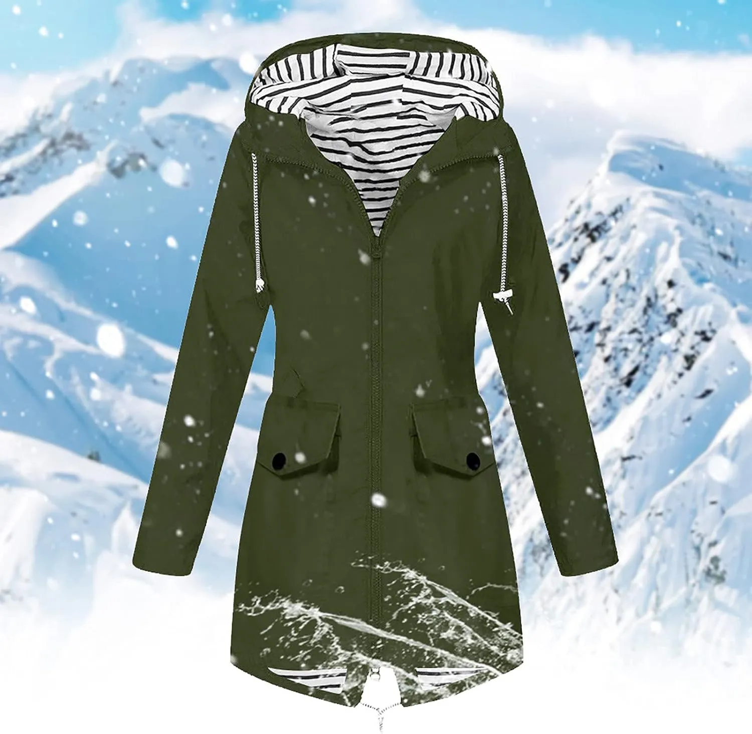 BOXIACEY Packable Rain Jacket Women Lightweight Waterproof Raincoats Active Outdoor Rain Jacket Hooded Windbreaker