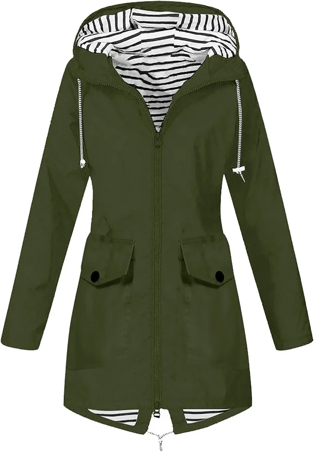 BOXIACEY Packable Rain Jacket Women Lightweight Waterproof Raincoats Active Outdoor Rain Jacket Hooded Windbreaker