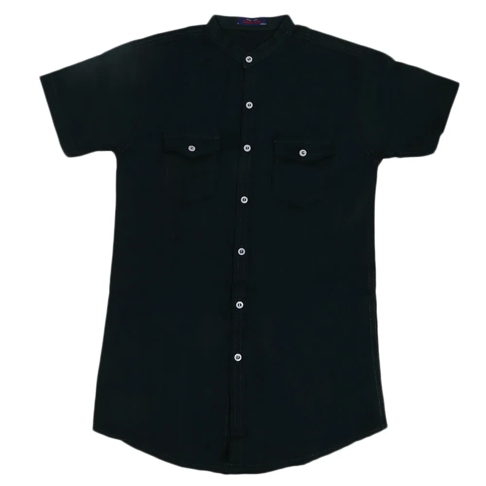 Boys Casual Half Sleeves Shirt - Dark Green
