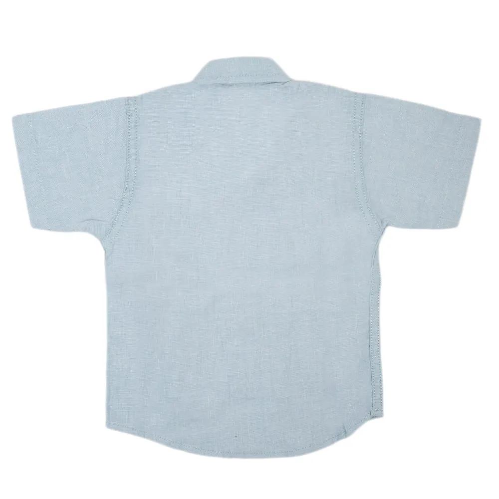 Boys Casual Half Sleeves Shirt - Steel Blue