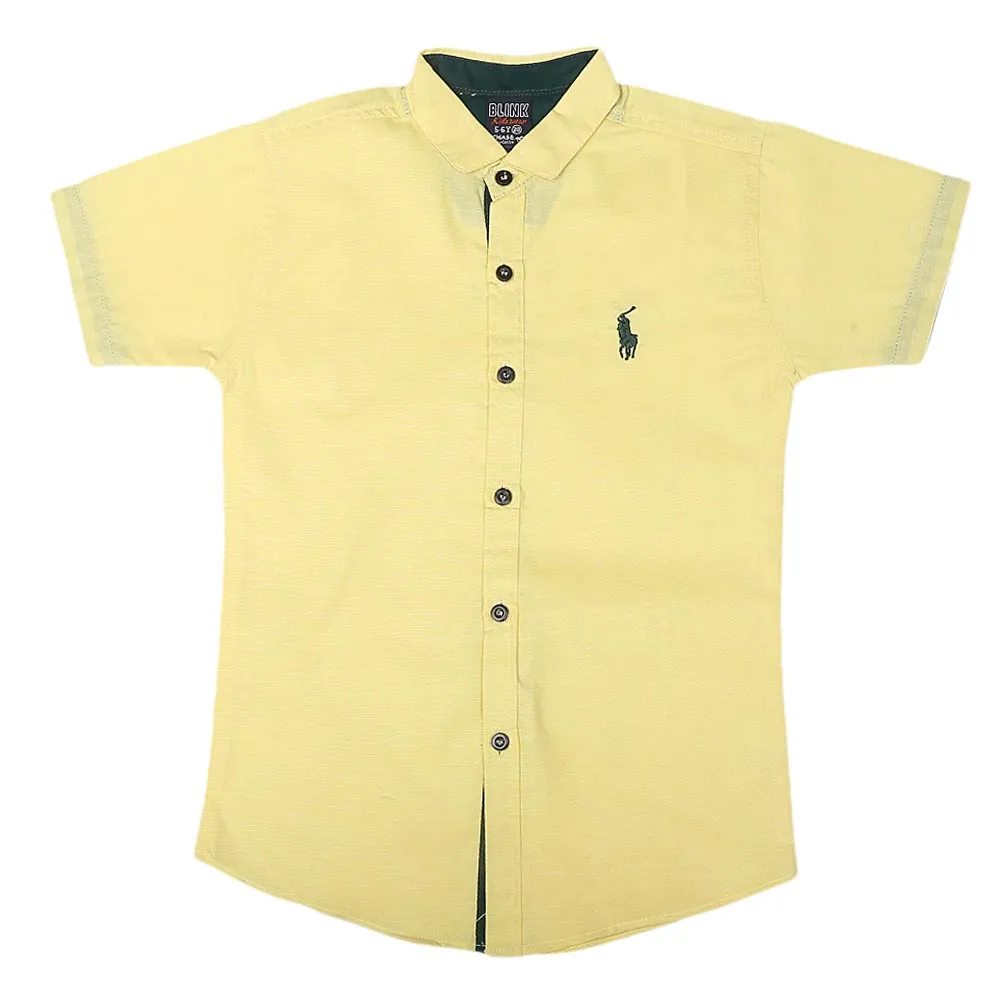 Boys Half Sleeves Printed Shirt - Yellow