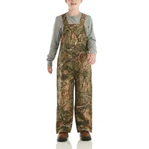 Boys' Loose Fit Canvas Insulated Camo Bib Overalls CM8755
