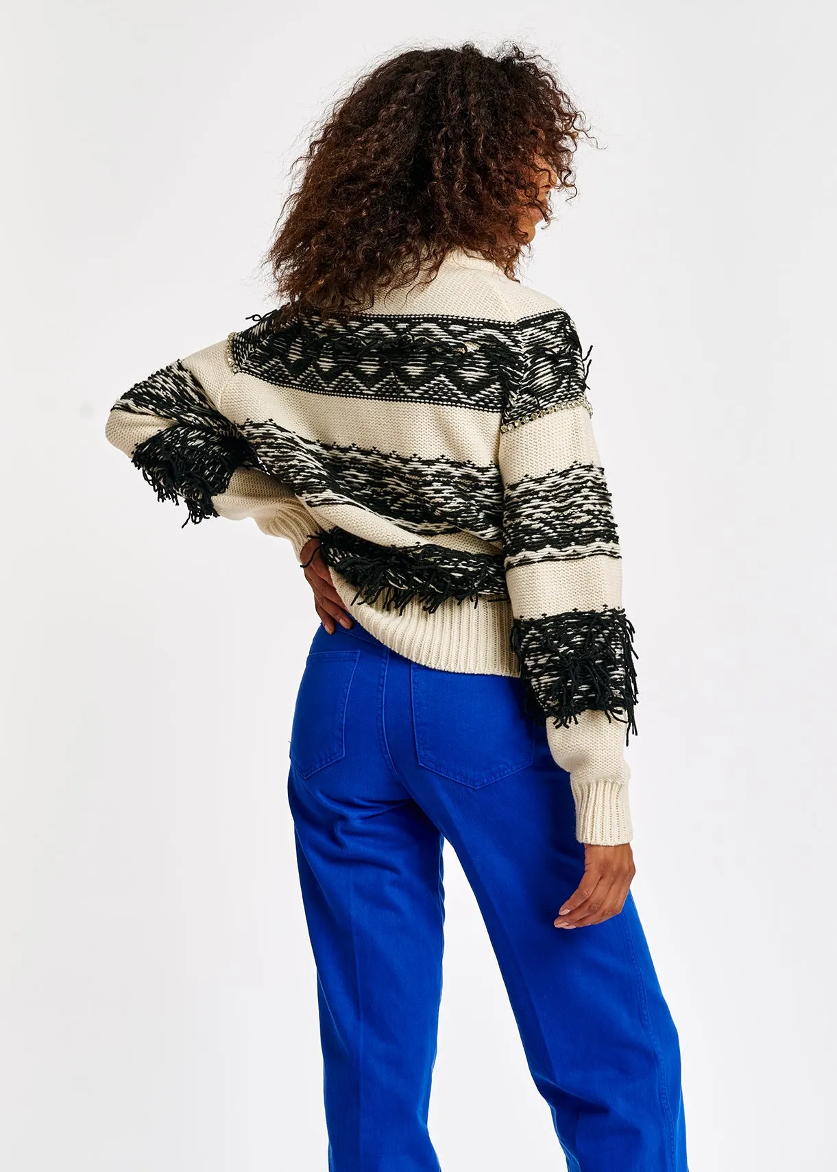Bright blue flared-leg jeans