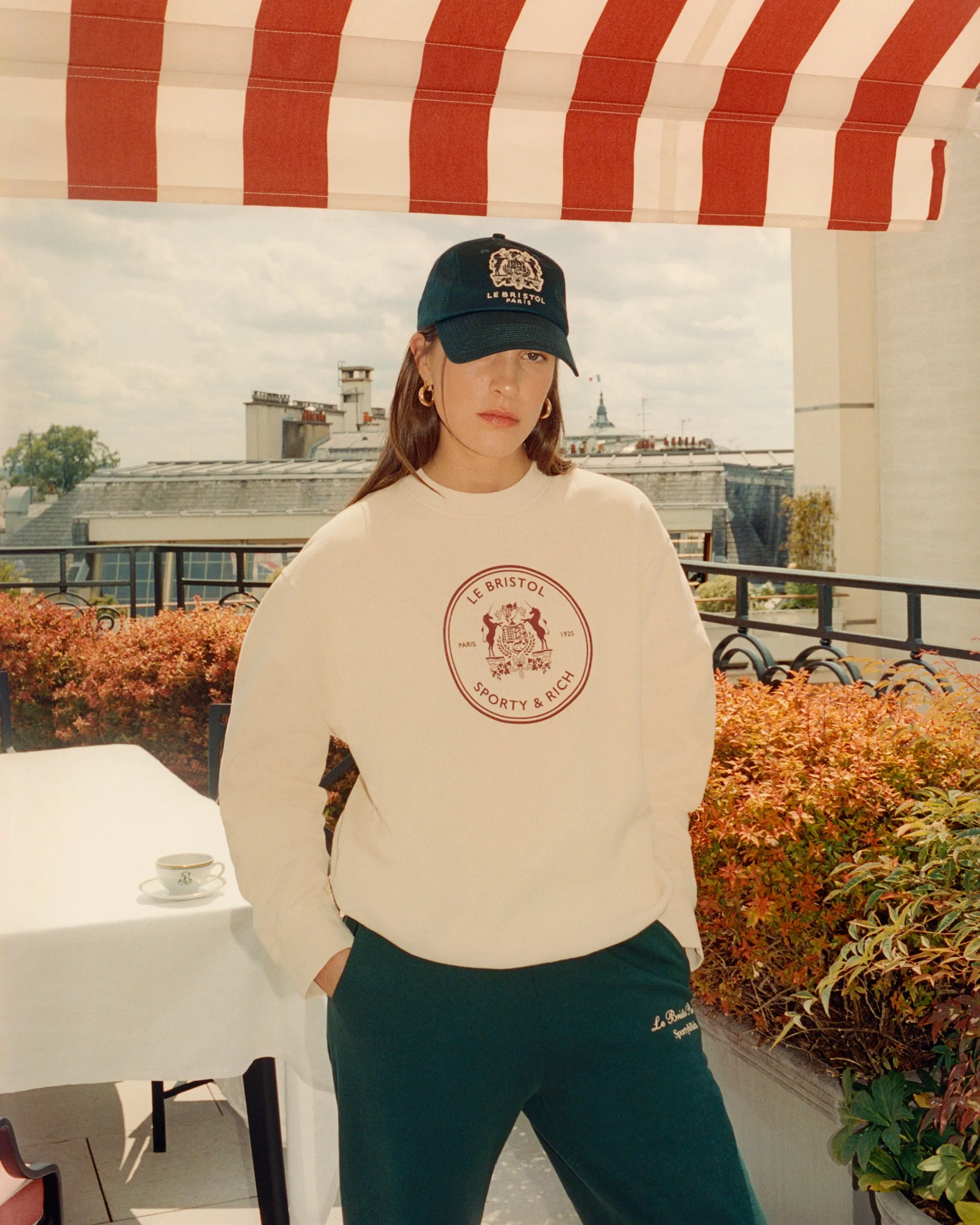 Bristol Crest Crewneck - Cream/Merlot