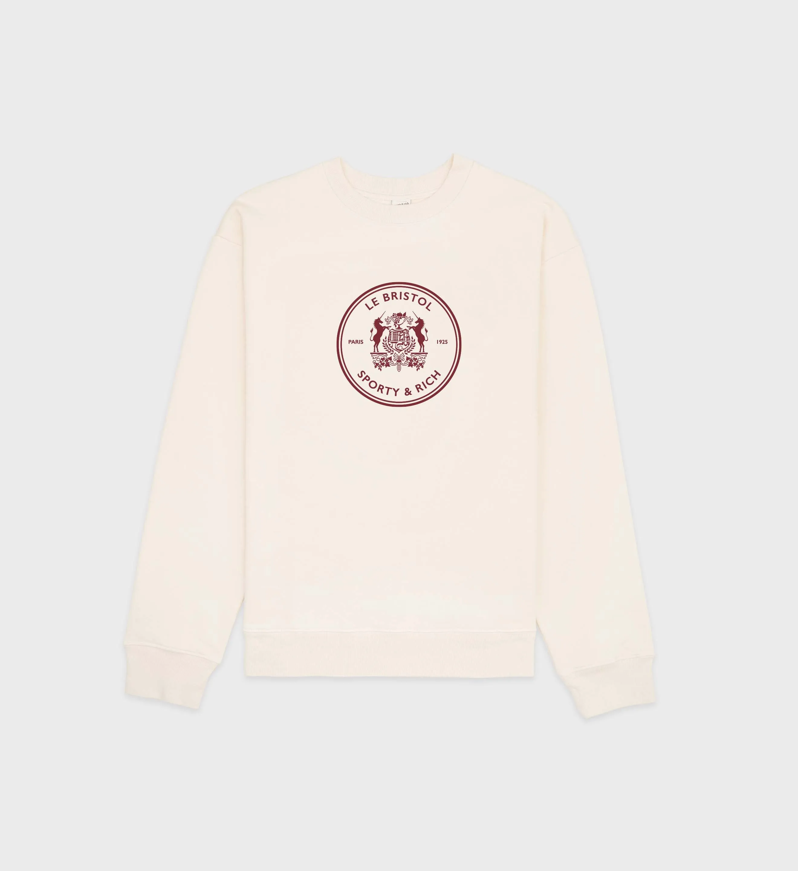 Bristol Crest Crewneck - Cream/Merlot