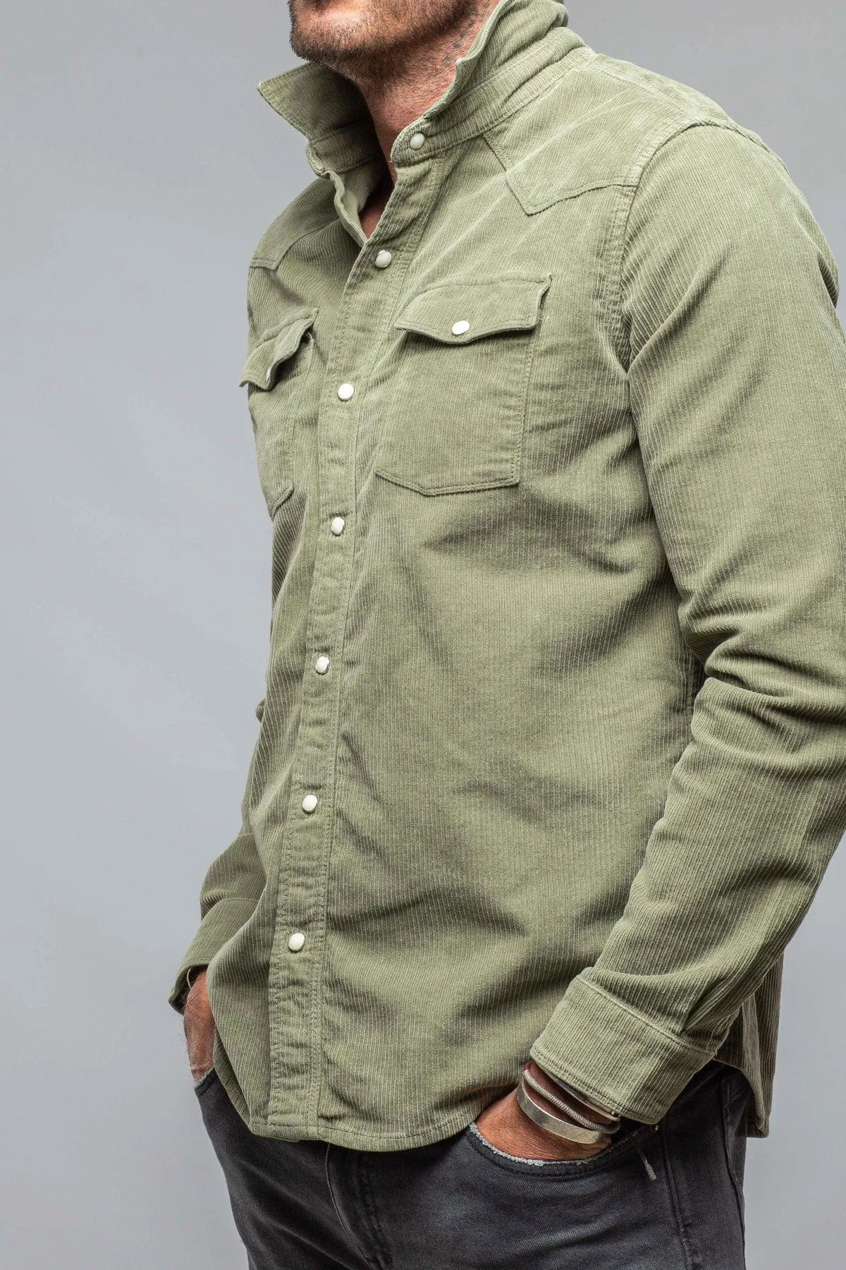 Brooks Corduroy Snap Shirt In Matcha