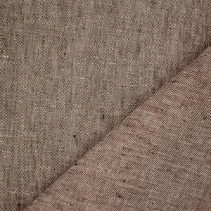 Brown-White Spence Bryson Washed Slub Spots Irish Linen Chambray Fabric