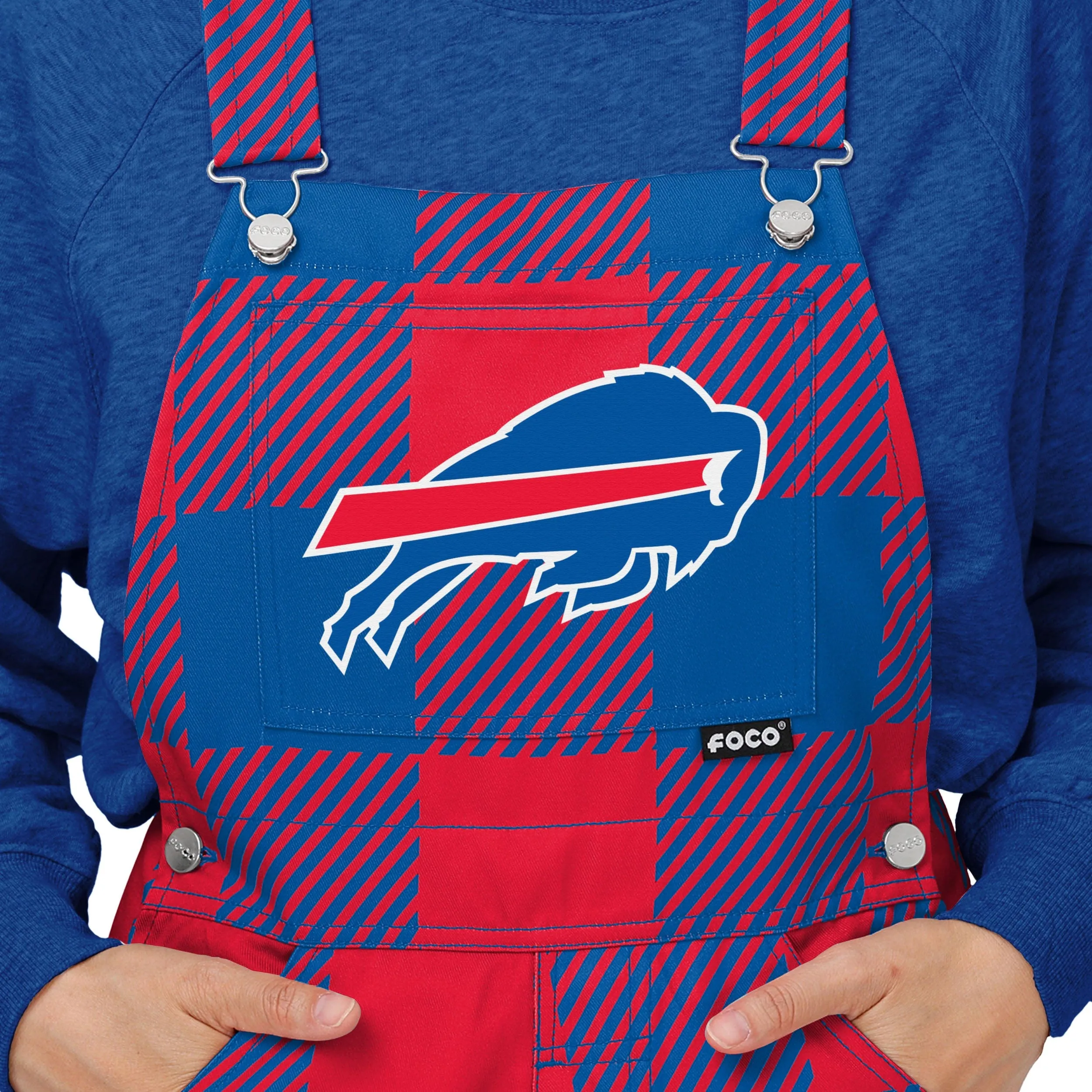 Buffalo Bills NFL Womens Plaid Bib Overalls